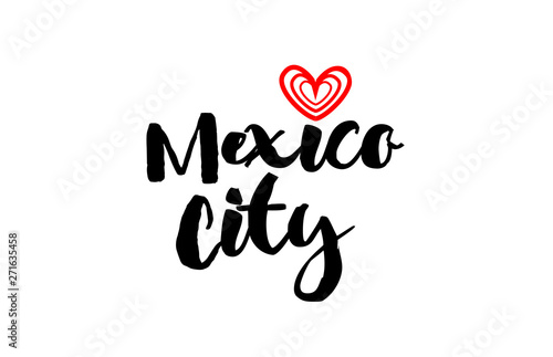 Mexico City city with red heart design for typography and logo design