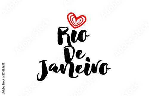 Rio De Janeiro city with red heart design for typography and logo design