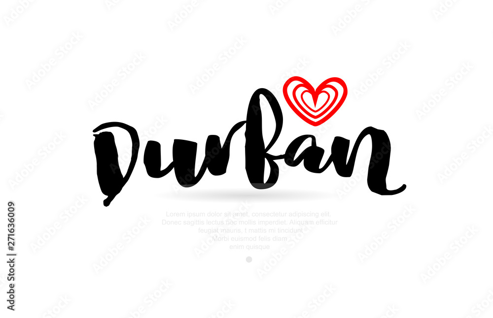 Durban city with red heart design for typography and logo design