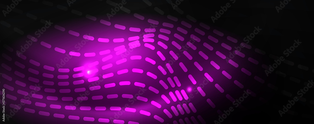Smoky glowing waves in the dark. Dark abstract background with neon color light and wavy lines. Vector Smoky glowing waves in the dark. Dark abstract background with neon color light and wavy lines. Vector