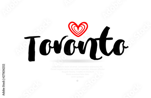 Toronto city with red heart design for typography and logo design