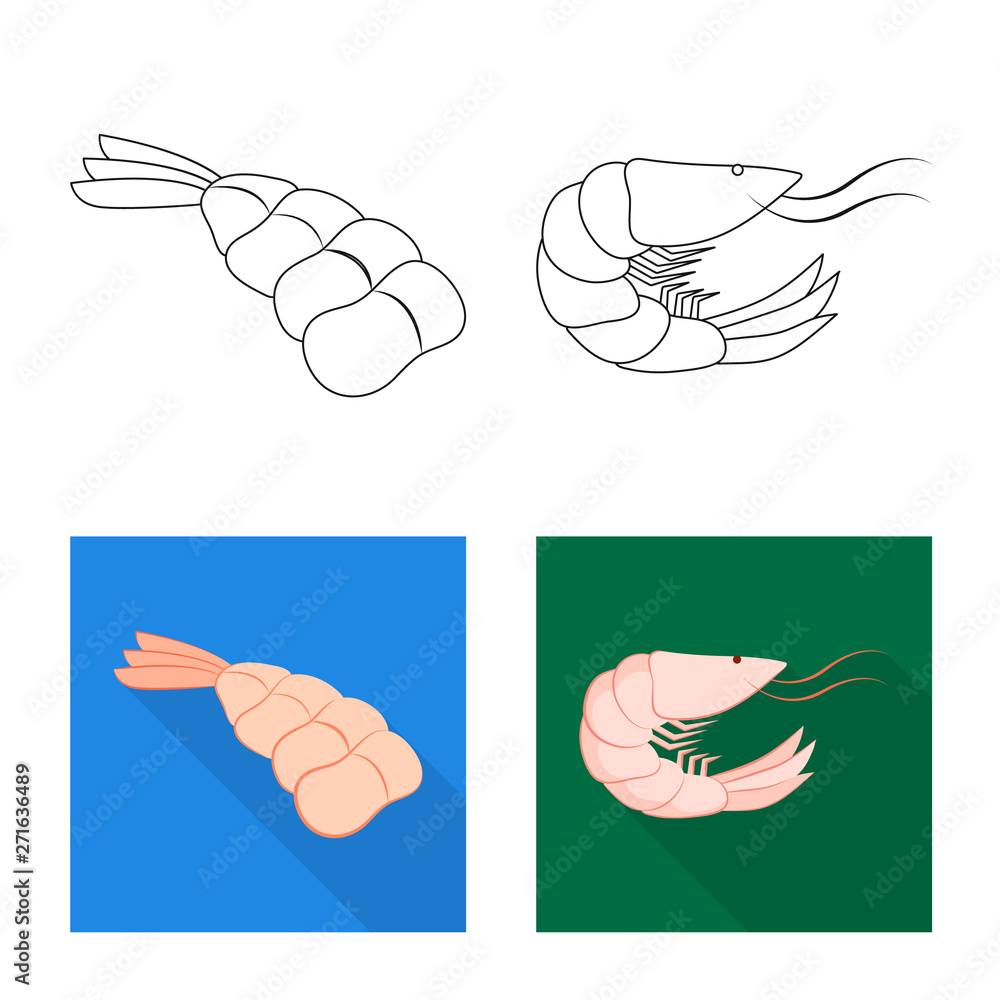 Isolated object of appetizer and ocean sign. Collection of appetizer and delicacy stock symbol for web.