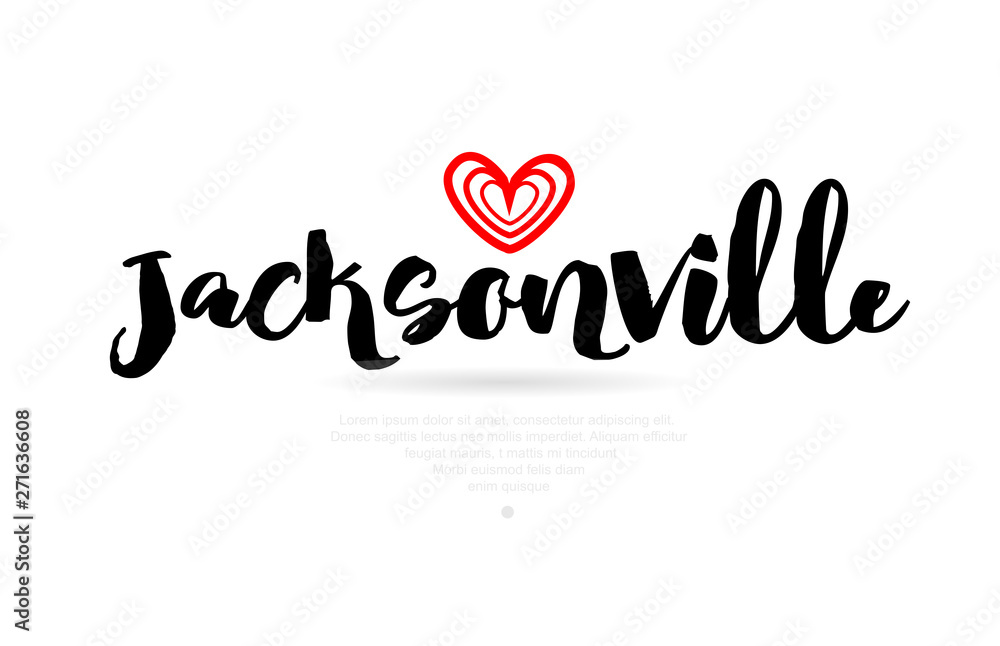 jacksonville city with red heart design for typography and logo design