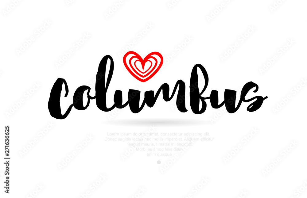 columbus city with red heart design for typography and logo design columbus city with red heart design for typography and logo design