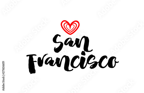 san francisco city with red heart design for typography and logo design