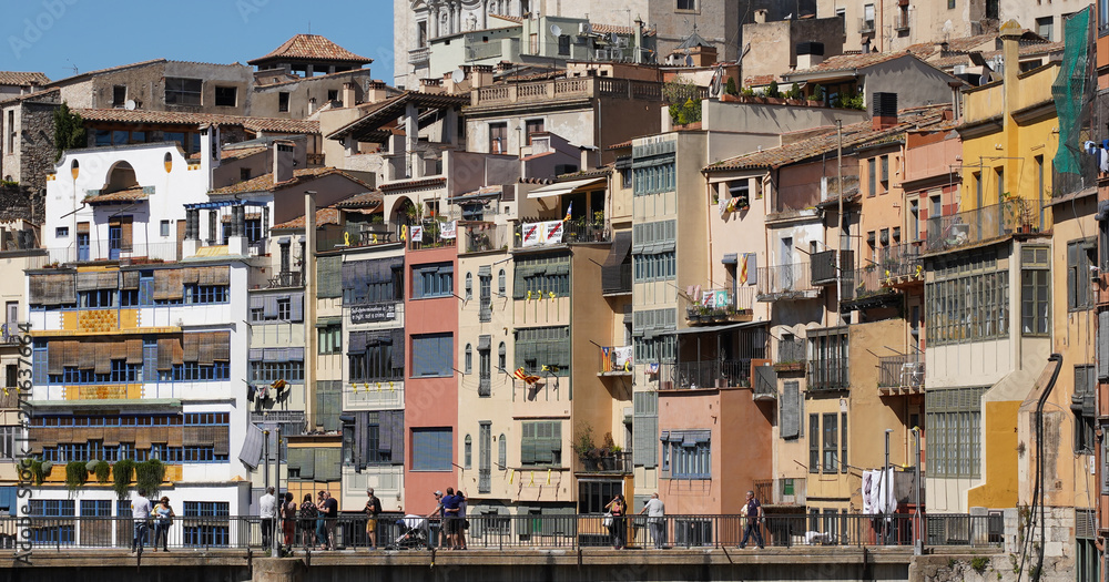 Girona, city of Catalonia with colorful houses.Spain