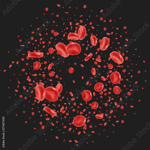 Red blood cell flowing in vein or artery. Vector illustration. Healthcare and medical zoom concept.