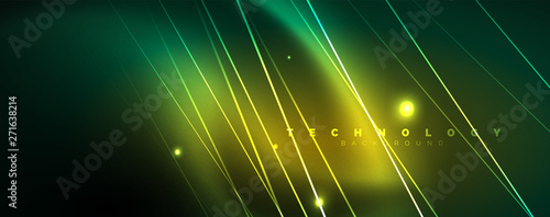 Vector neon light lines concept, abstract background