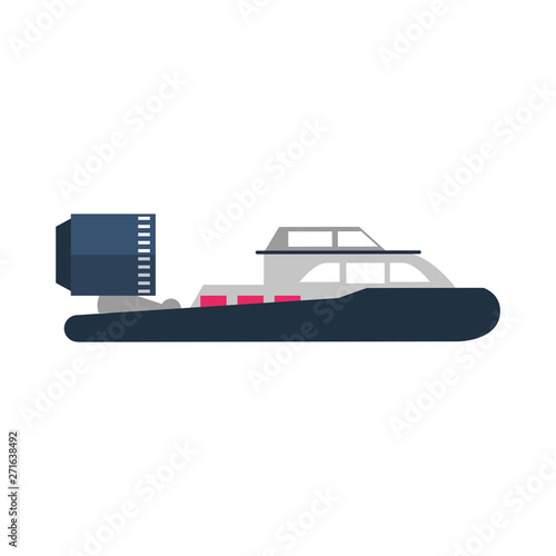 Bilde på lerret Hovercraft sport boat sideview isolated