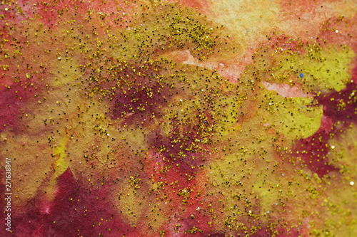 Abstract watercolor background close up yellow red