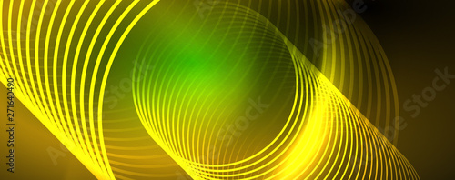 Shiny neon lines template - northern lights glowing blur lines. Futuristic style glow neon 80s disco club or night party techno template