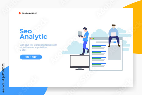 SEO analysis business concept, for web landing page template, banner, flyer and presentation