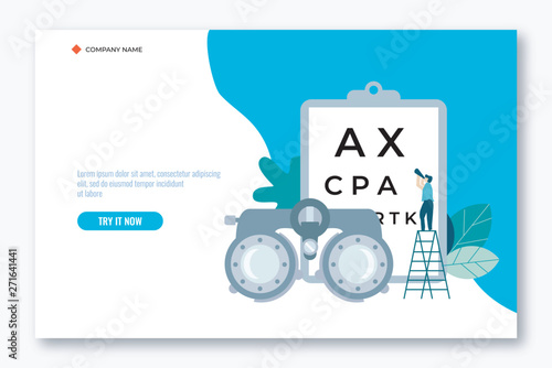 Medical Ophthalmologist Patient for web landing page template, banner, flyer and presentation