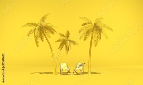 illustration vacances avec palmiers et transats