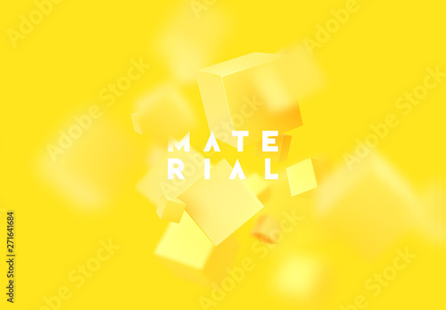 Abstract background Yellow 3d cubes blur effect. Vector illustration