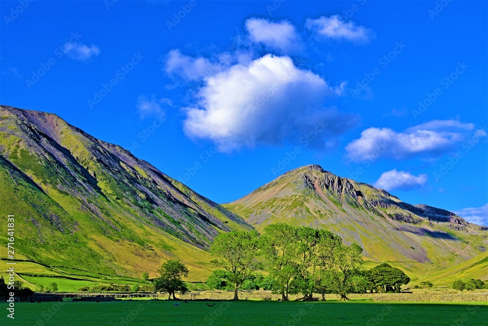 Golden hour view of Great Gable, from Wasdale Head, Lake Ditsrict,  Cumbria