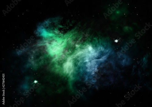 Fototapeta Naklejka Na Ścianę i Meble -  Star field in space and a nebulae. 3D rendering