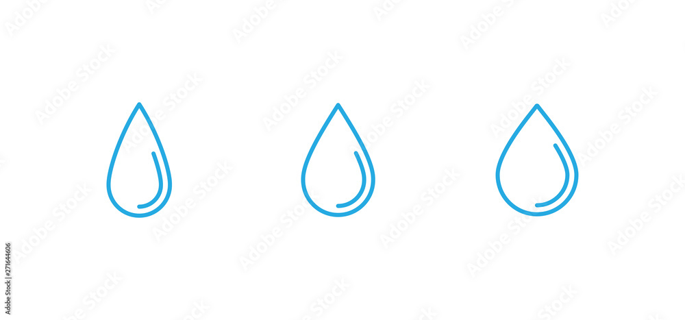 Water drops icon set. Liquid drop symbol illustration. Outline waterdrop. Water drops icon set. Liquid drop symbol illustration. Outline waterdrop.