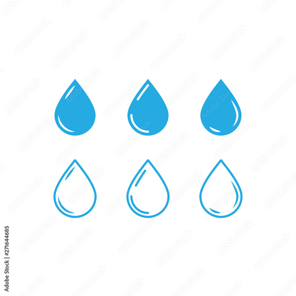 Water drops icon set. Liquid drop symbol illustration. Outline waterdrop. Water drops icon set. Liquid drop symbol illustration. Outline waterdrop.
