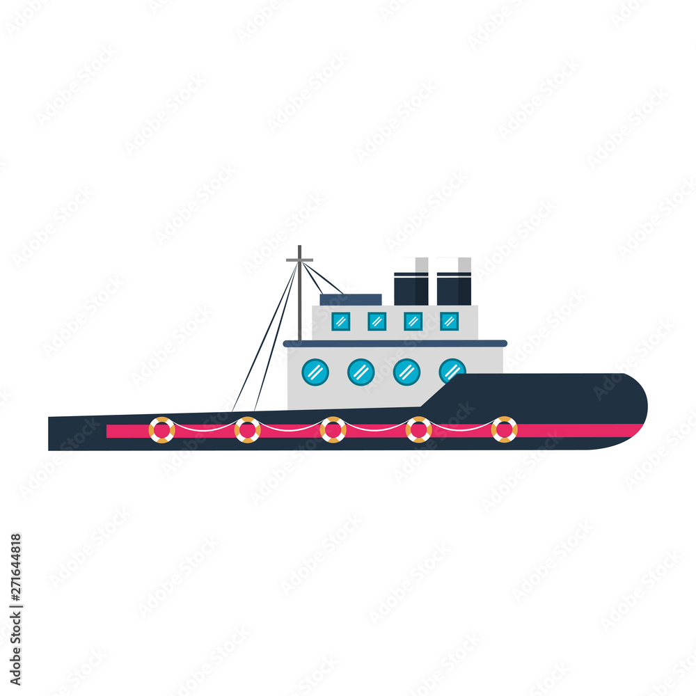 Fish ship boat sideview isolated cartoon Fish ship boat sideview isolated cartoon