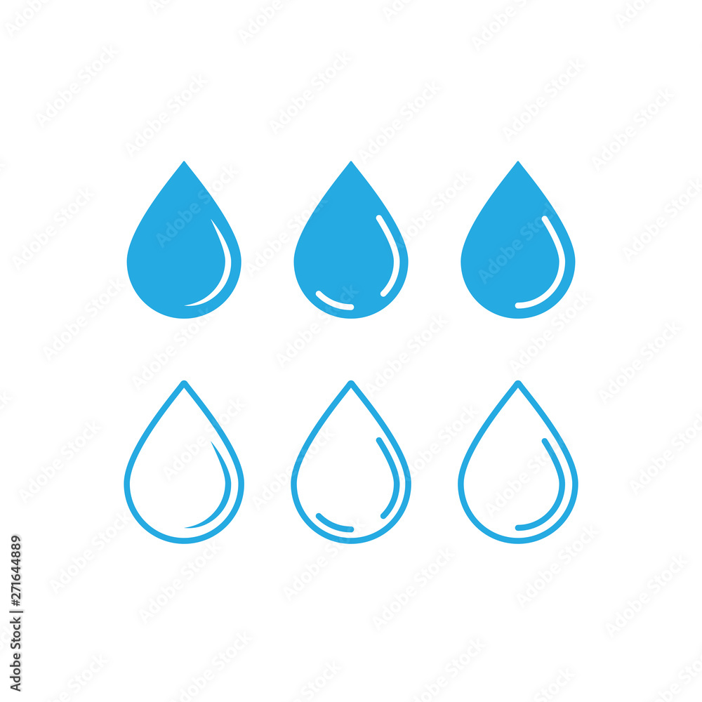 Water drops icon set. Liquid drop symbol illustration. Outline waterdrop. Water drops icon set. Liquid drop symbol illustration. Outline waterdrop.