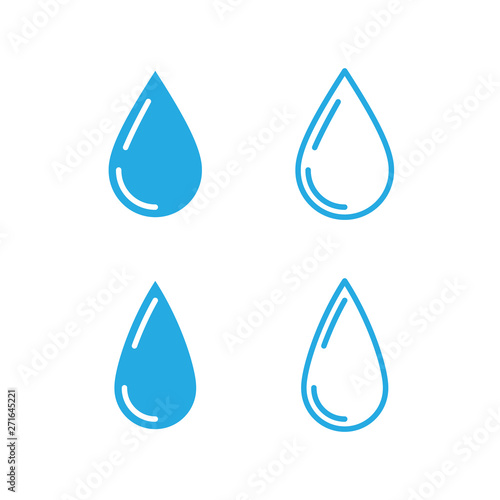 Water drops icon set. Liquid drop symbol illustration. Outline waterdrop.