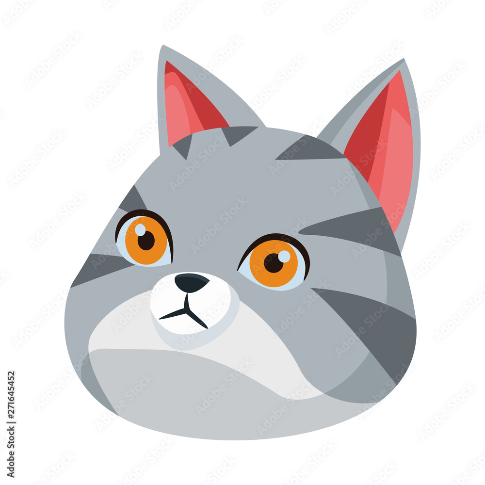 gray cat icon cartoon isolated