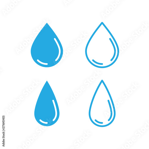 Water drops icon set. Liquid drop symbol illustration. Outline waterdrop.