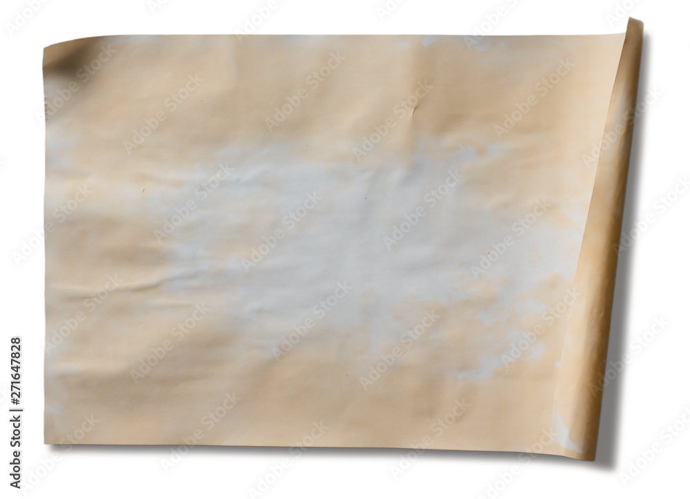 Sheet of vintage old paper isolated on a white background