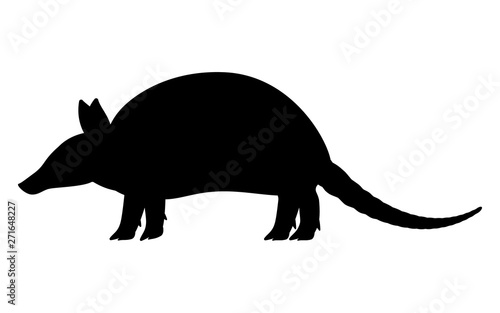 Vector illustration black silhouette armadillo photo