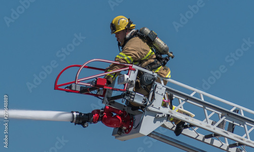 Ladder Pipe Master Stream in Use at a multiple dwelling
