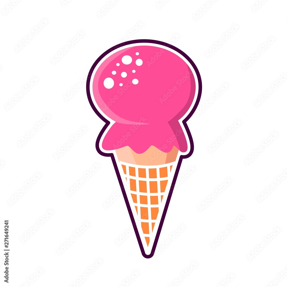 Cute ice cream cartoon illustration. Icon Cute ice cream cartoon illustration. Icon