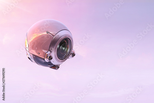 Robot spy bot drone with camera, flying, photographing, filming. Future  technology, spy, military, artificial intelligence concept. 3D  illustration. Stock Illustration | Adobe Stock