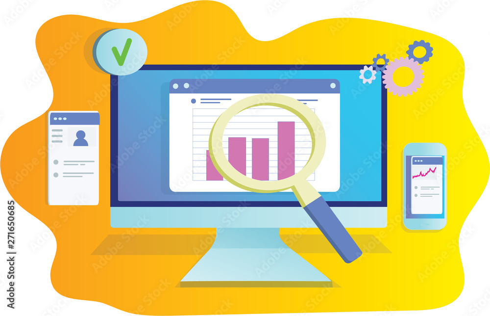 Flat illustration web analytics design , SEO optimization. Flat illustration web analytics design , SEO optimization.