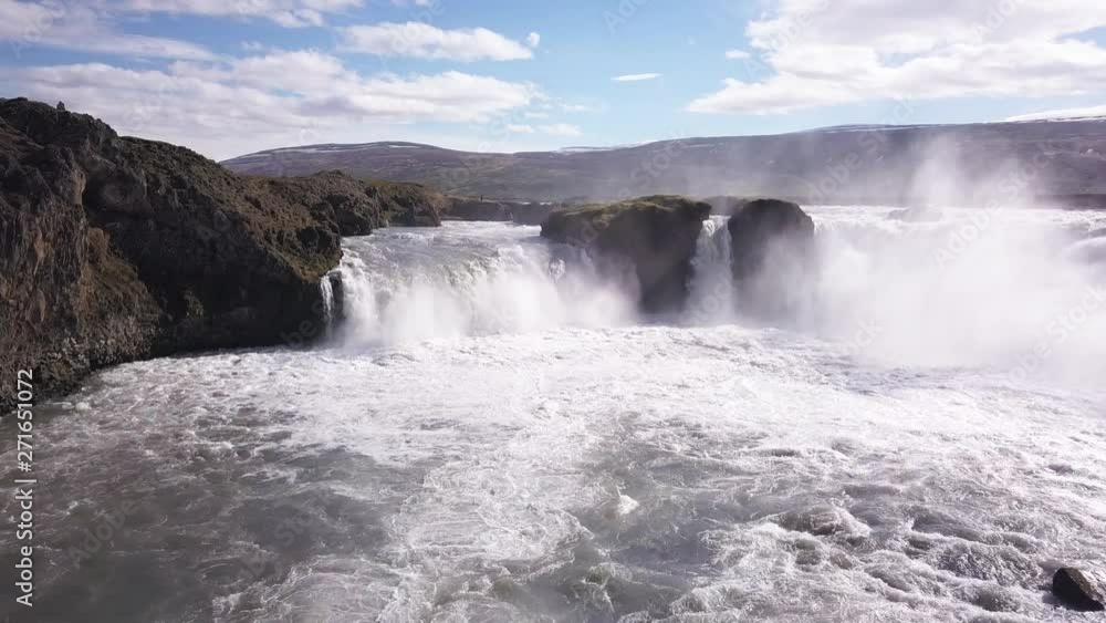 Famous Iceland waterfall, aerial Famous Iceland waterfall, aerial