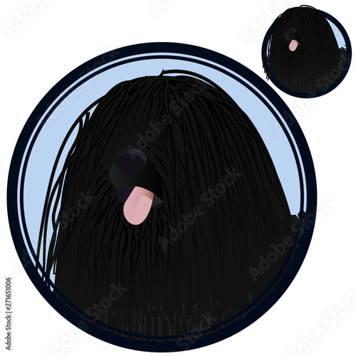Puli dog head in circle