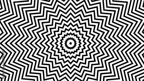 Tunnel animation. Psychedelic hypnotic black and white spiral vortex. Abstract circle wallpaper. Seamless tunnel animation loop.