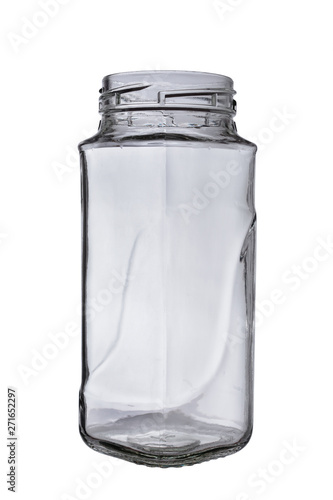 empty glass jar for coffee on a white background