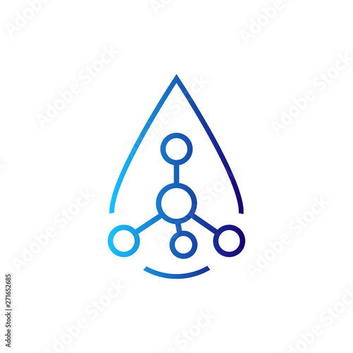 Molecular structure inside drop on white background