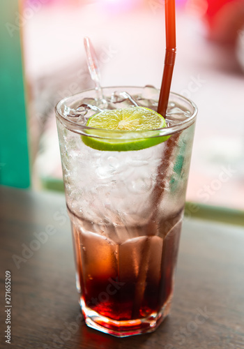 Ice and cold sweet soda drink.