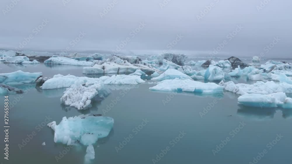 Aerial, ice floats in Iceland Aerial, ice floats in Iceland