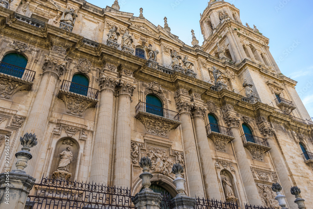 Main facade of the Cathedral of Jaen in Andalucia, Spain