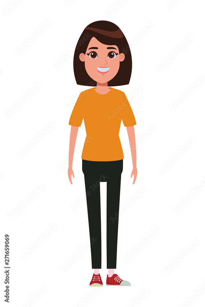 Fototapeta premium young woman avatar cartoon character