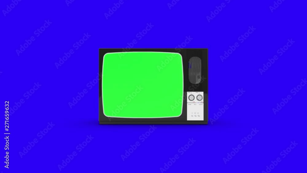 Old TV With Green Screen 3D Rendering Loop 4K Old TV With Green Screen 3D Rendering Loop 4K