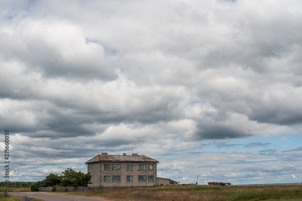 An old brick house at west Saaremaa Estonia in a cloudy day