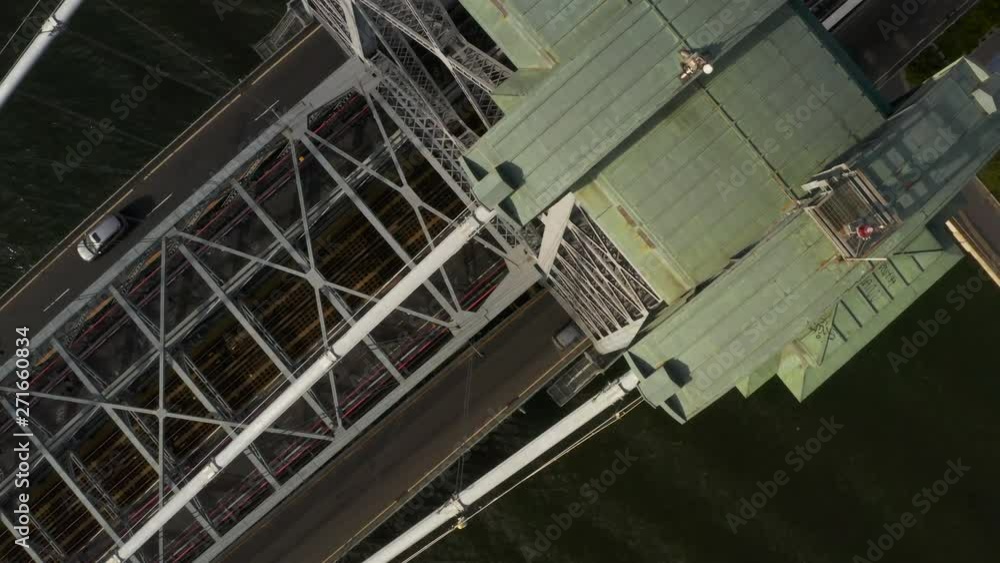 Overhead aerial, view of Williamsburg Bridge Overhead aerial, view of Williamsburg Bridge