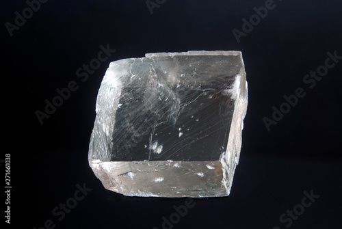 A sample of mineral stone of Iceland spar. Origin: Russian Federation, Krasnoyarsk Territory.
