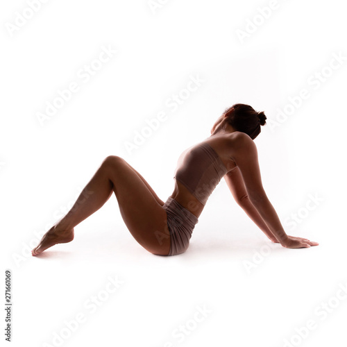 Yoga alphabet, letter M formed by body of yogi 