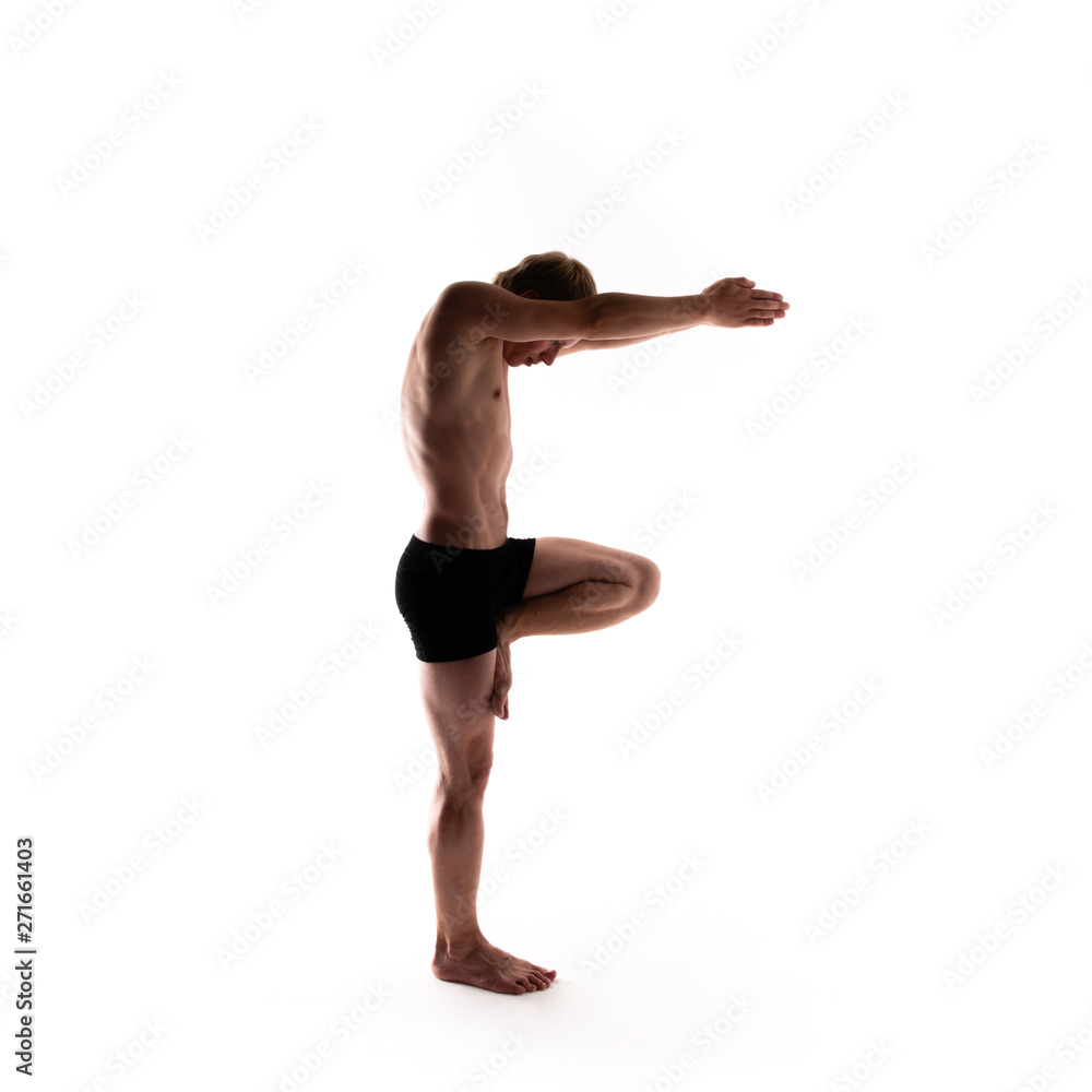 Yoga alphabet. The letter F formed by gymnast body Yoga alphabet. The letter F formed by gymnast body