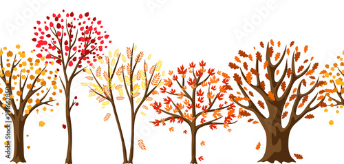 Autumn seamless pattern with stylized trees.
